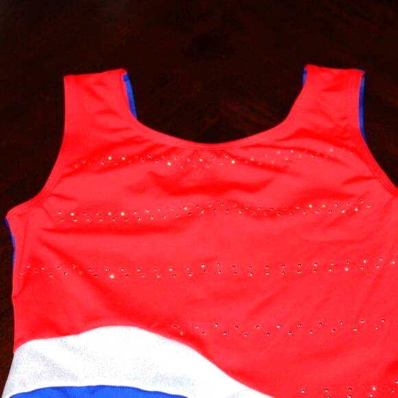 Cat & Jack Red, White & Blue Sparkle Gymnastics Leotard – XL (14) | NWT - Picture 2 of 4